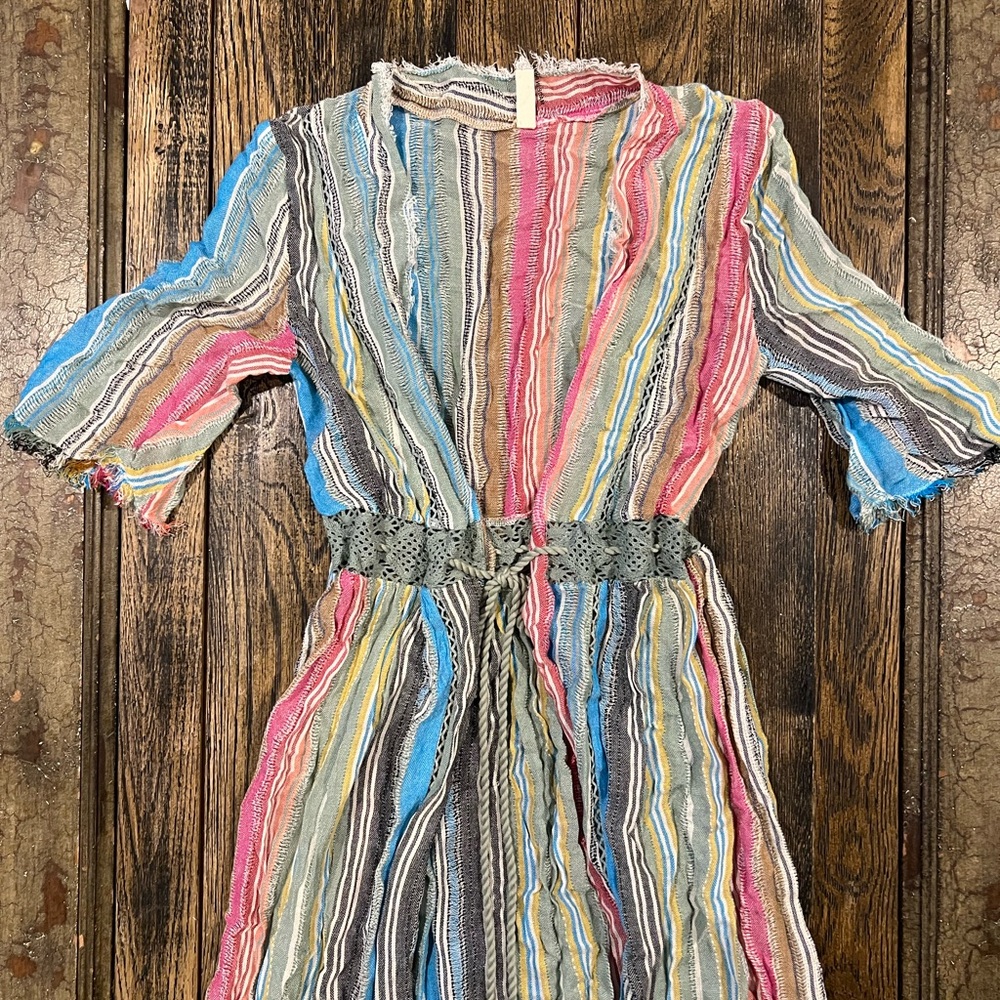 Elan Striped Duster Robe Swim Coverup S